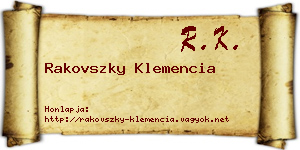 Rakovszky Klemencia névjegykártya